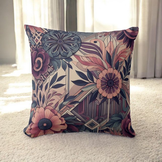 Almofada Dark Romance Boho Watercolor Floral Primavera Summ (Criador carregado)