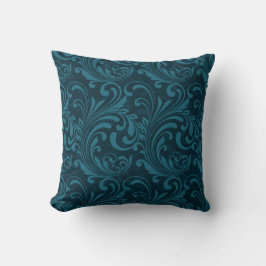 Almofada Dark teal floral damask pattern