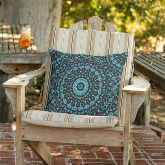 Almofada Dark Turquoise Floral Mandala (Cadeira)