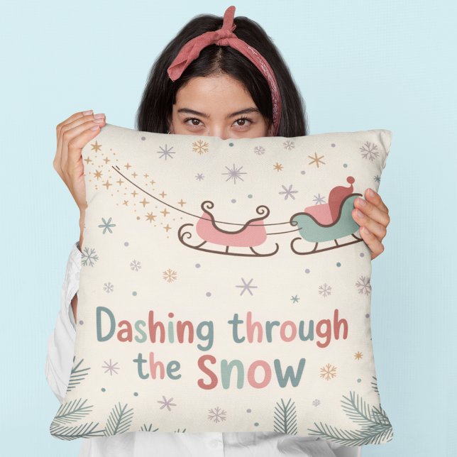 Almofada Dashing Through the Snow Cozy Pastel Christmas (Criador carregado)