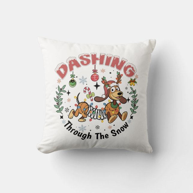 Almofada Dashing Through the Snow Funny Dachshund Dog Xmas (Frente)