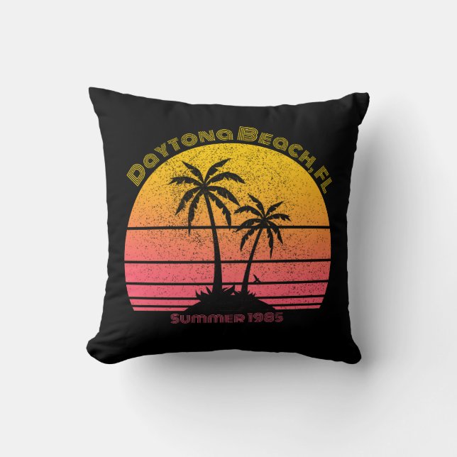 Almofada Daytona Beach Retro Sunset Palms (Frente)
