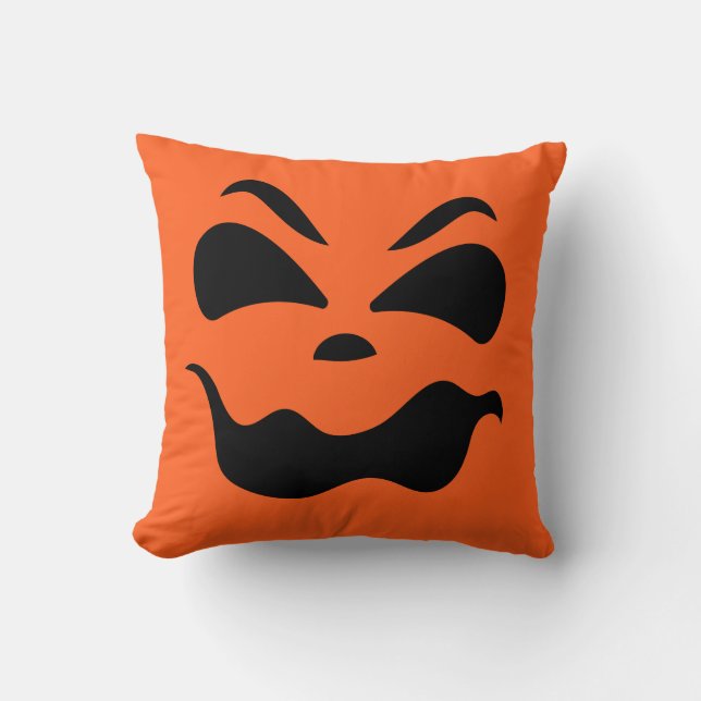 Almofada de Abóbora com Rosto de Jack O Lantern (Frente)