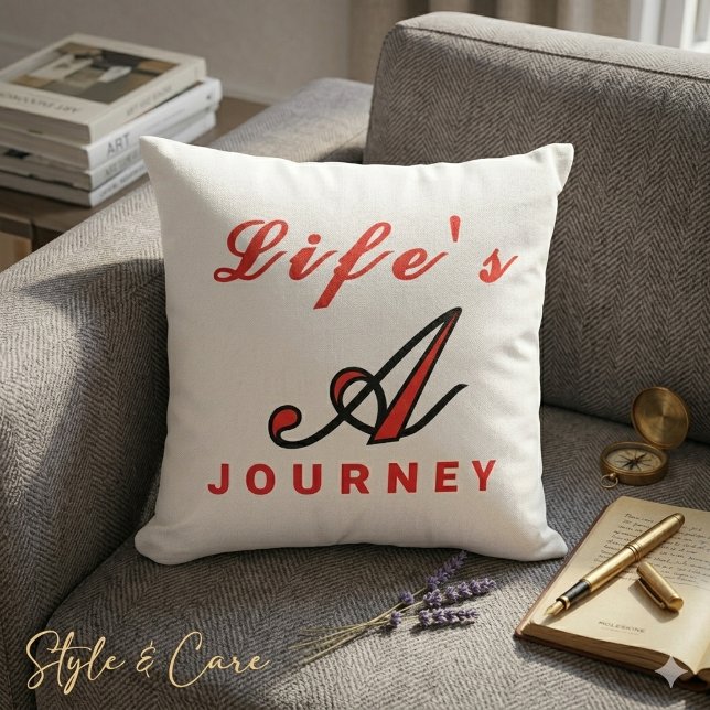 Almofada de Acabamento Motivacional "A Vida é uma  (Life's a Journey Motivational Accent Pillow)