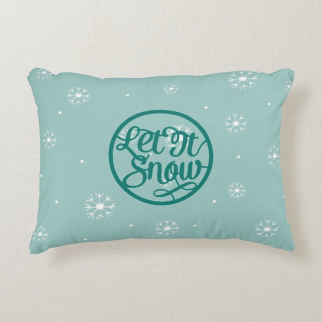 Almofada de acento Teal Let It Snow (Frente)