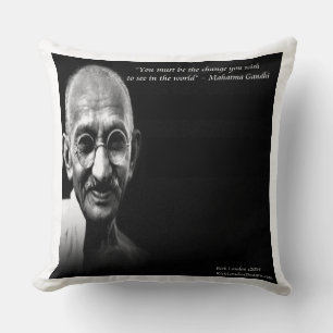 Almofada de Algodão Grande com Frase de Gandhi Sej