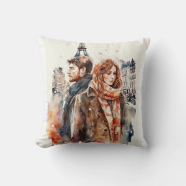 Almofada de Amour em Paris em Aquarela