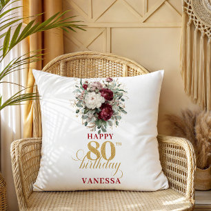 Almofada de aniversário de 80 anos Refined Burgund