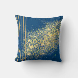 Almofada de Arremesso Azul e Dourado Elegante