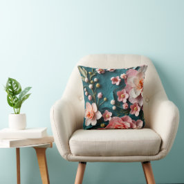 Almofada de Arremesso Botânica Floral Rosa Elegant