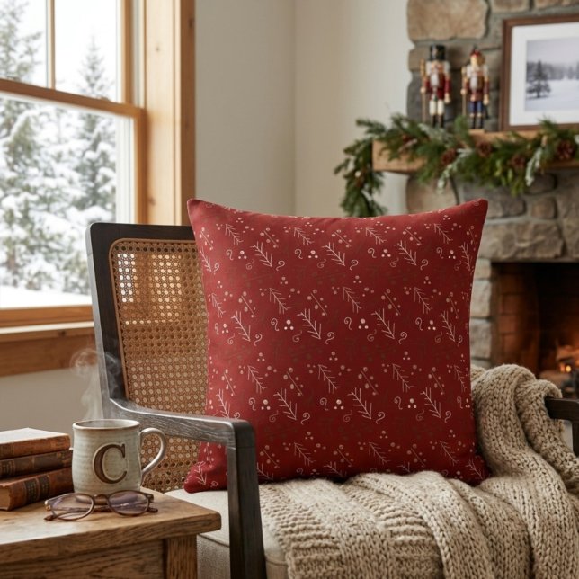 Almofada de Arremesso Burgundy Whimsy Doodle (Criador carregado)