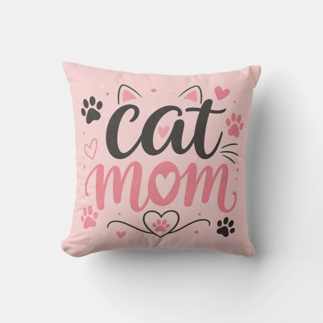 Almofada de Arremesso Cat Mom - Impressões de Pata (Frente)