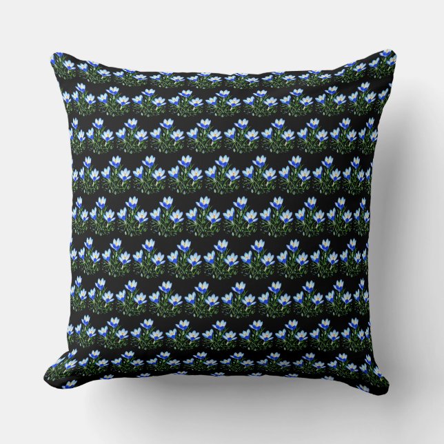 Almofada de Arremesso com Azulejo Preto Flor de Cr (Frente)