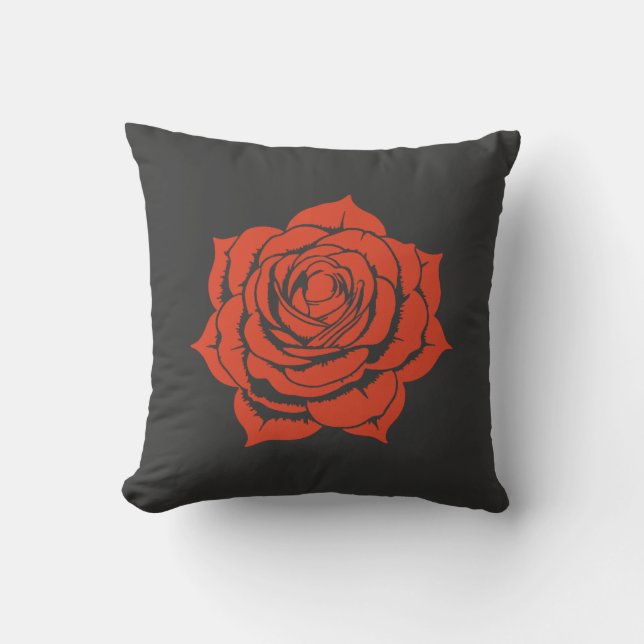 Almofada de Arremesso com Desenho Floral de Rosa V (Frente)