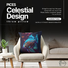 Almofada de Arremesso com Design Celestial de Peix