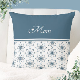 Almofada de Arremesso com Design Floral Azul Elega