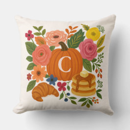 Almofada de Arremesso com Monograma Floral de Abób