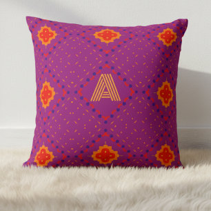 Almofada de Arremesso com Monograma Tribal Roxo