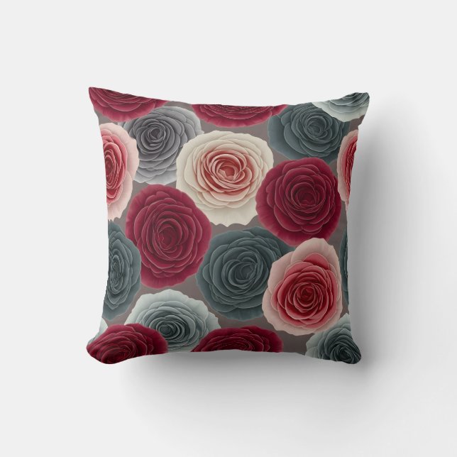 Almofada de Arremesso com Padrão de Rosa Floral Es (Frente)