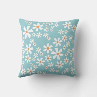 Almofada de Arremesso com Padrão Floral Azul Aqua