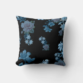 Almofada de Arremesso com Padrão Floral Azul Escur