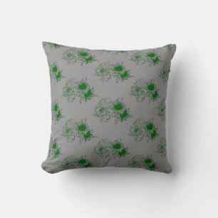 Almofada de Arremesso com Padrão Floral Cinza e Ve