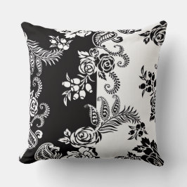 Almofada de Arremesso com Padrão Floral Monocromát