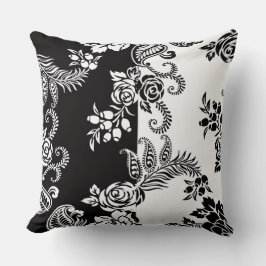 Almofada de Arremesso com Padrão Floral Monocromát