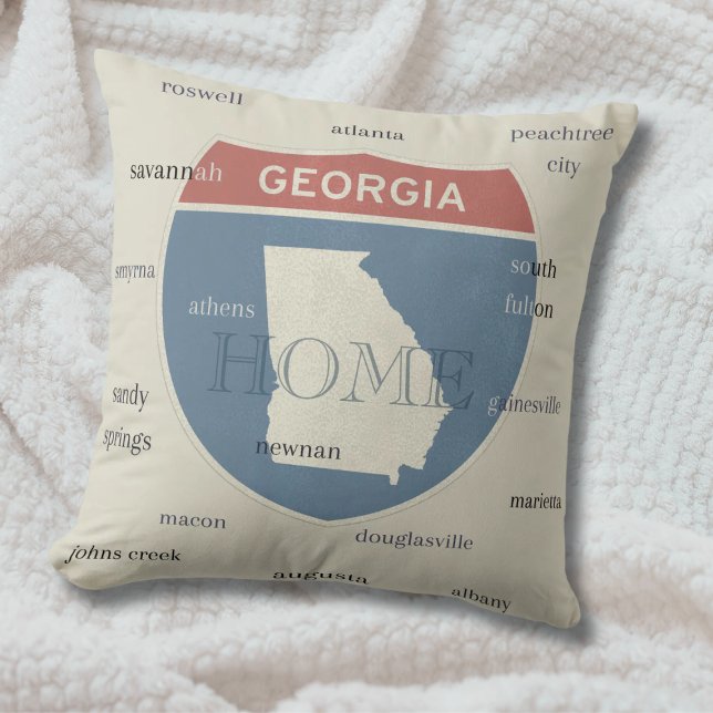 Almofada de Arremesso da Geórgia com Cidades – Per (This throw pillow is a great addition to any room in your Georgia home!)