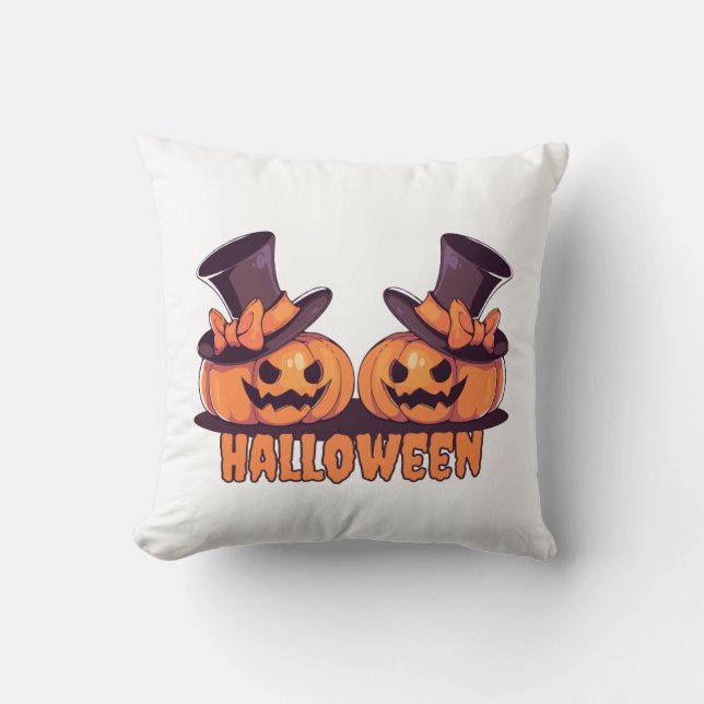 Almofada de Arremesso de Abóbora de Halloween (Frente)