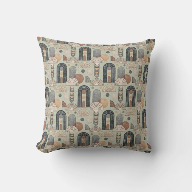 Almofada de Arremesso de Arcos Boho Modernos Verde (Frente)