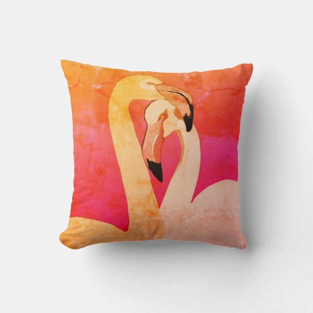 Almofada de Arremesso de Arte de Flamingos, Flamin (Frente)