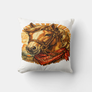 Almofada de Arremesso de Bandana de Cavalo Western