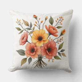 Almofada de Arremesso de Buquê de Flores de Outono