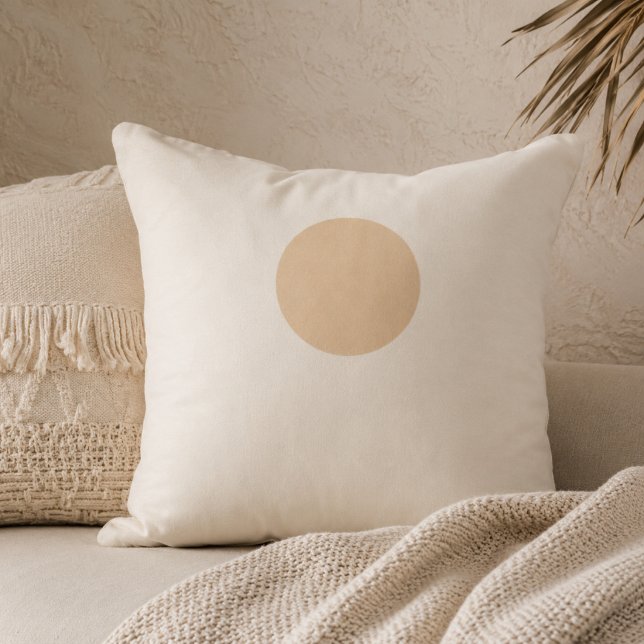 Almofada de Arremesso de Círculo de Areia Macia (Minimal sand circle design for neutral sofas and modern bedroom styling)