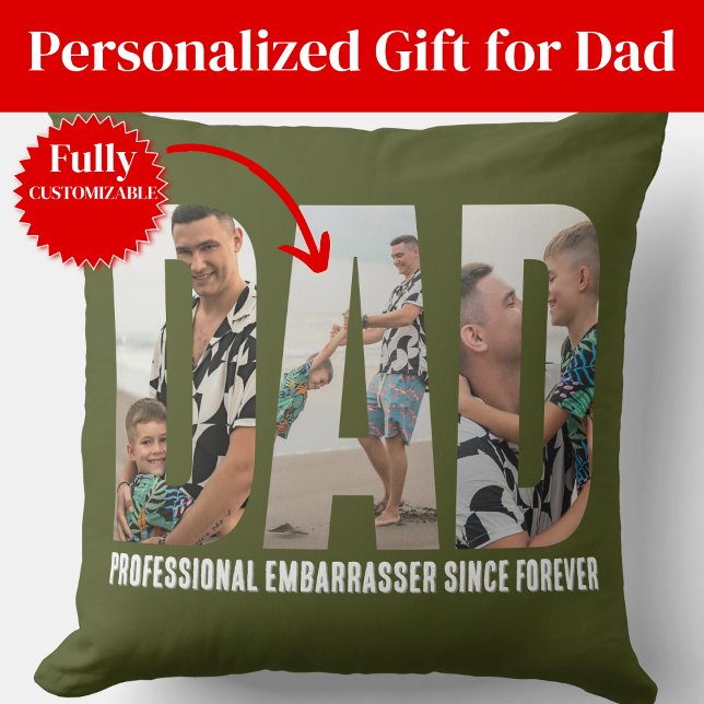 Almofada de Arremesso de Colagem de Fotos do Pai E (Funny Dad Photo Collage Throw Pillow)