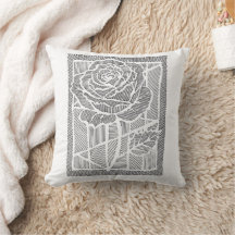 Almofada de Arremesso de Flor de Rosa em Arte de L