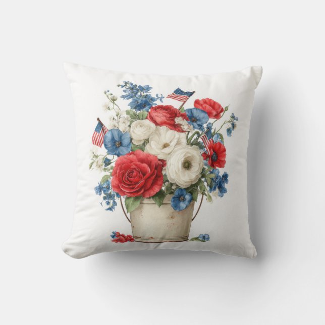 Almofada de Arremesso de Florais Patrióticos (Frente)