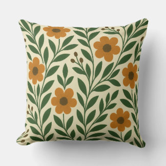 Almofada de Arremesso de Flores Laranja e Verde