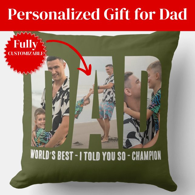 Almofada de Arremesso de Foto de Pai Engraçado Hum (Funny Dad Photo Throw Pillow Humor Prank Joke)