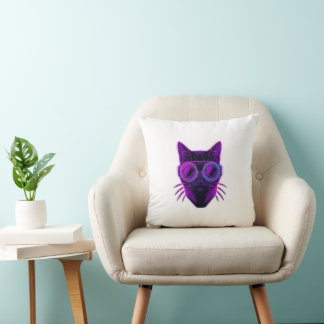 Almofada de Arremesso de Gato Neon Cyberpunk - Est