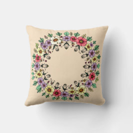 Almofada de Arremesso de Grinalda Floral Neutra