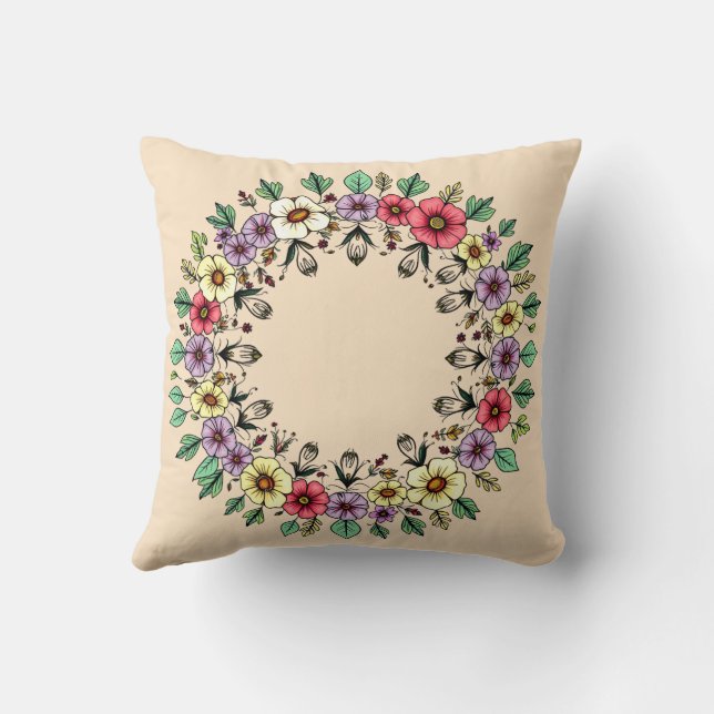 Almofada de Arremesso de Grinalda Floral Neutra (Verso)