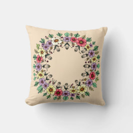 Almofada de Arremesso de Grinalda Floral Neutra