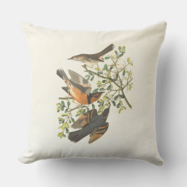 Almofada de Arremesso de Ilustração de Aves Botâni