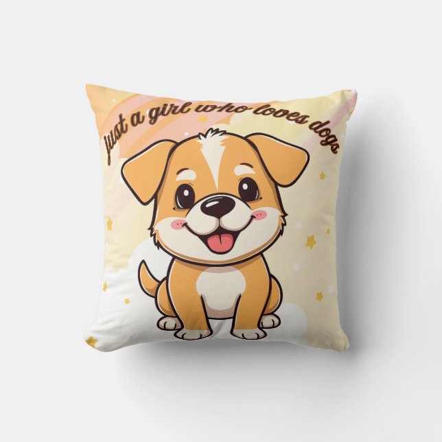 Almofada de Arremesso de Ilustração de Cachorrinho (Frente)