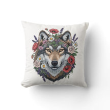 Almofada de Arremesso de Lobo Personalizado com Co