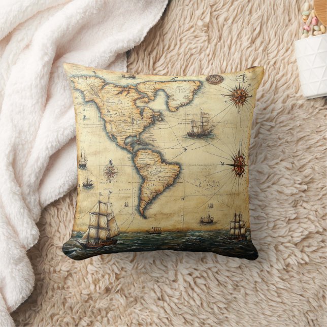 Almofada de Arremesso de Mapa Mundial Antigo (Cobertor)