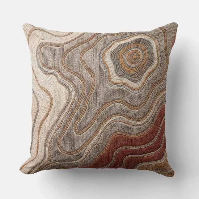 Almofada de Arremesso de Mapa Topográfico – Taupe  (Frente)
