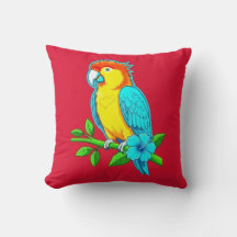 Almofada de Arremesso de Papagaio Tropical Vibrant